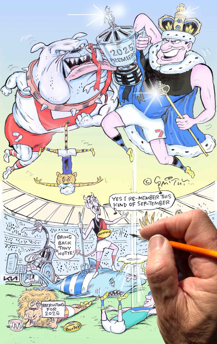 smithycartoons's tweet photo. A magic day for the @WAFLOfficial Grand Final !... cartoon for today's souvenir programme /poster ... https://t.co/fJZY9IUdcH