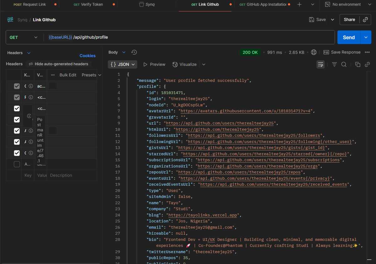 Tayo_Builds's tweet image. Tonight&apos;s work done... a lot of debugging and testing 
but we done
the first MVP for Synq. The GitHub Tool.
we go again tomorrow...