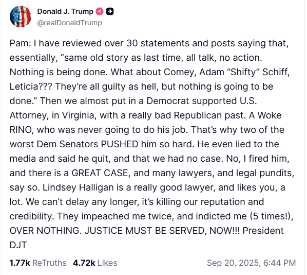 dustin mills (@dustinemills24) on Twitter photo President Trump is running out of patience with Attorney General Pam Bondi.
It's now time for Justice we have been patient long enough <a href="/AGPamBondi/">Attorney General Pamela Bondi</a>
<a href="/POTUS/">President Donald J. Trump</a> should Fire her and appoint as Matt Gaetz as active Attorney General of the United States 🇺🇸 President Trump is running out of patience with Attorney General Pam Bondi.
It's now time for Justice we have been patient long enough <a href="/AGPamBondi/">Attorney General Pamela Bondi</a>
<a href="/POTUS/">President Donald J. Trump</a> should Fire her and appoint as Matt Gaetz as active Attorney General of the United States 🇺🇸