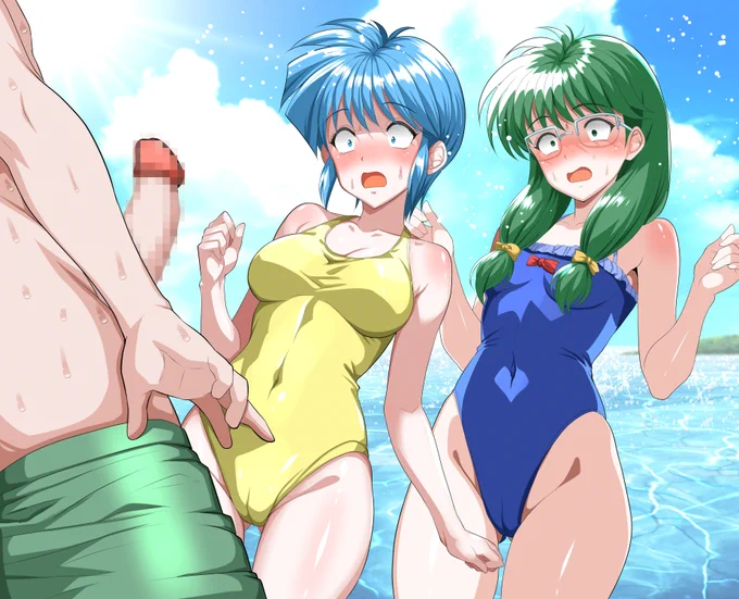 ご依頼作品を納品しましたので公開します #ときめきメモリアル 如月未緒ちゃんと虹野沙希ちゃん、未知との遭遇www 逆ラッキースケベ?w