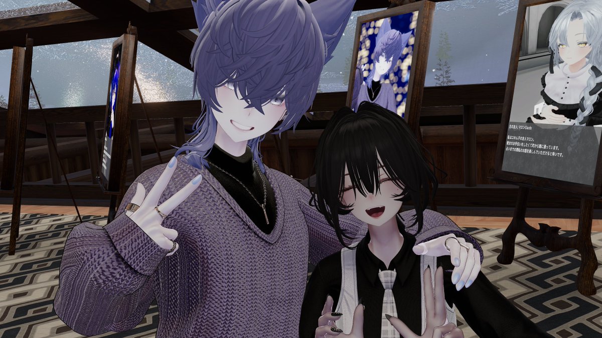 #VRC_灯の館
昨日はもう一つ！事前で当たっていた灯の館へ行ってきました～！！！住人の方とお話ししたり占いをしていただいたり楽しかった～～！！お仕事、これからもがんばります…”！！！

あれ、ツーショなさすぎじゃね？？