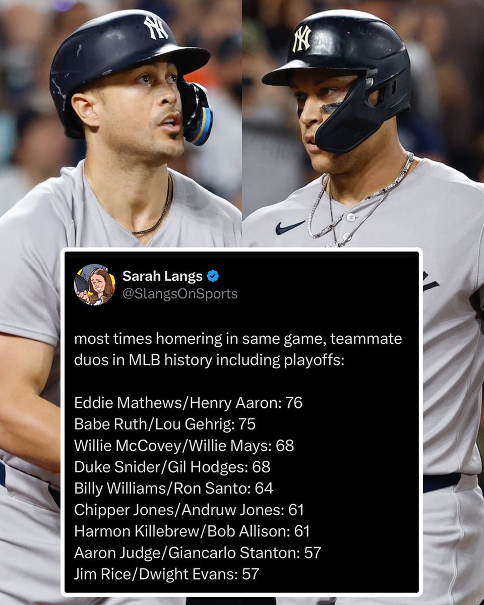 It takes two, baby 🎵

Giancarlo Stanton and Aaron Judge are one of the game's all-time power duos!

h/t EliasSports