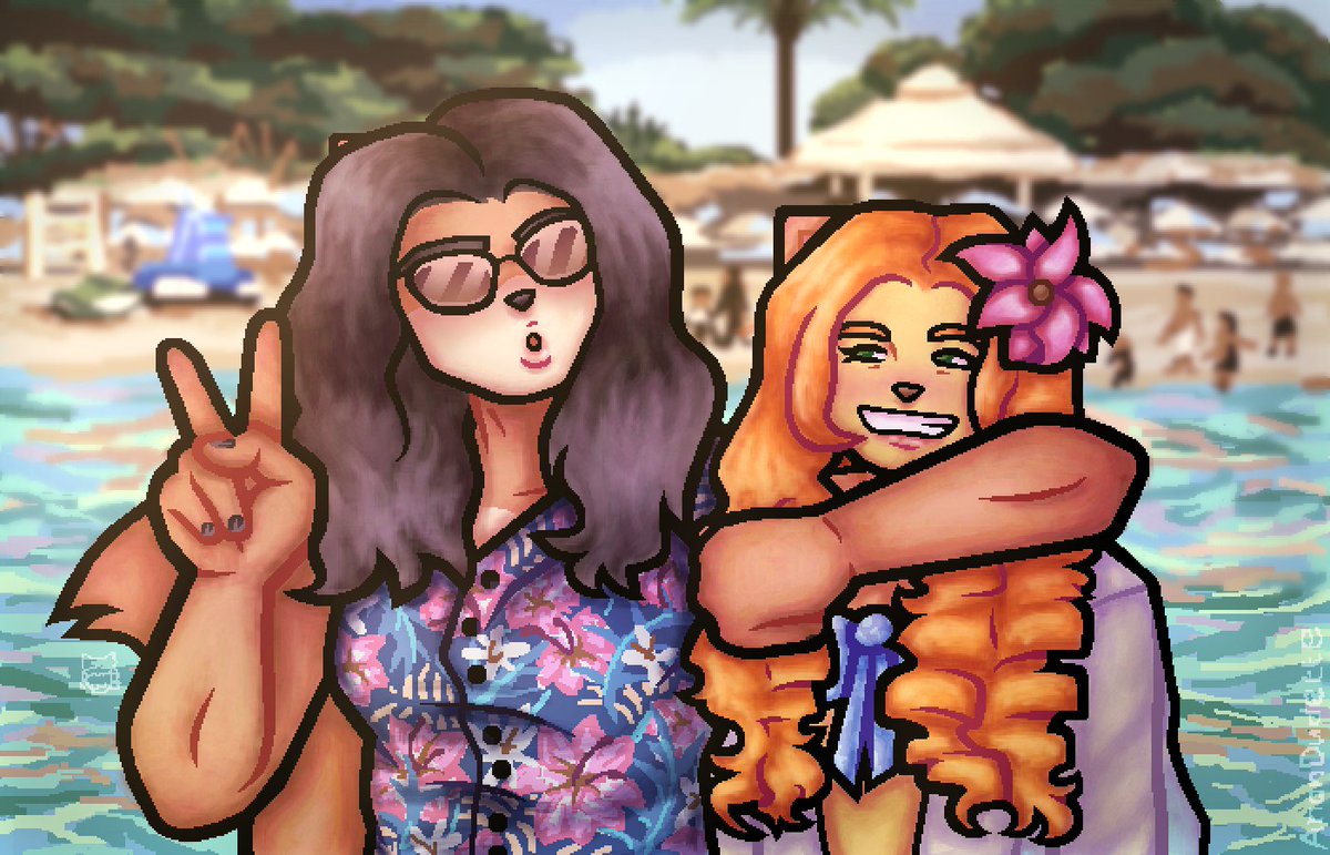My OCs Mari and Nastya at the beach.
#digitalart #oekakiart <a href="/pixil_art/">Pixilart</a> #pixilart #art #pixelart #yuh #ocs #originalcharacters #beach #furry #cat #characterart #likesandrepostsareappreciated #andsupportaswell