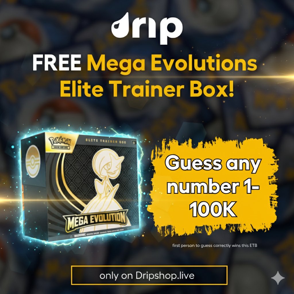 Mega Evolution Giveaway! 🌟

Pick a number between 1–100K 👇
First to hit it wins a Mega Evolution Elite Trainer Box 💎

📌 Entry Rules:
• Tag a friend → each tag = 3 extra guesses 
• Bookmark, Retweet + Like required

Contest ends 9/26 (release day) or when someone nails it!