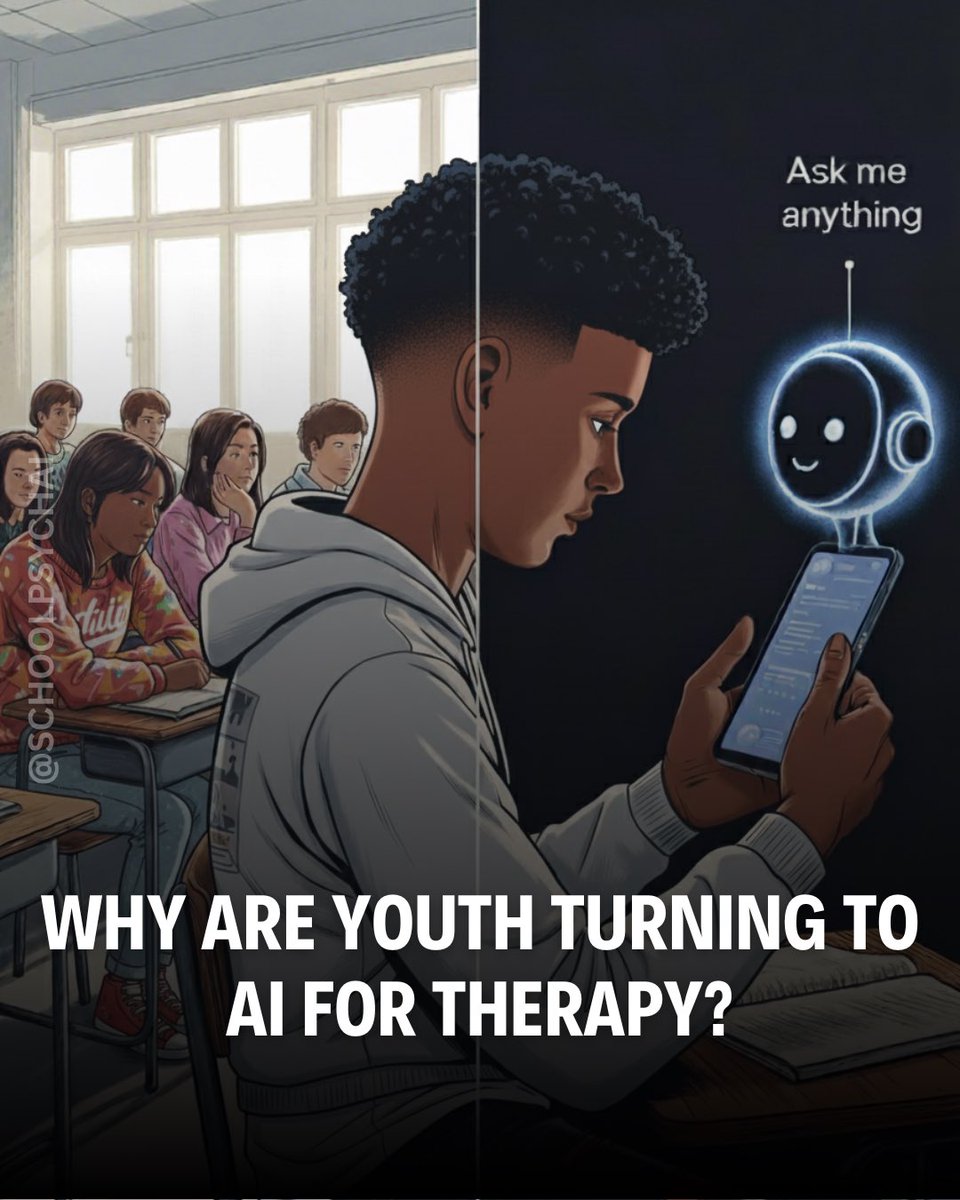 Why Are Youth Turning to AI for Therapy? 

A Call to Action for School Psychologists to be Involved in the Development of AI

I share my thoughts on the topic. 

Read the full piece and let’s discuss

schoolpsych.ai/post/why-are-y…