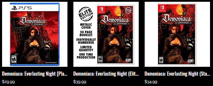 PhysicReleases's tweet image. Demoniaca: Everlasting Night for Nintendo Switch and PlayStation 5 available at VGNYsof and VGP:

VGNY: vgnysoft.com/search?q=Demon…

VGP: videogamesplus.ca/tZ2e3z #NSW #P55