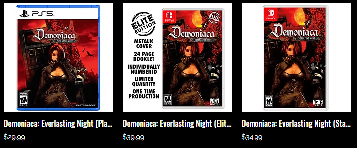 PhysicReleases's tweet image. Demoniaca: Everlasting Night for Nintendo Switch and PlayStation 5 available at VGNYsof and VGP: 

VGNY: vgnysoft.com/search?q=Demon…

VGP: videogamesplus.ca/tZ2e3z #NSW #P55
