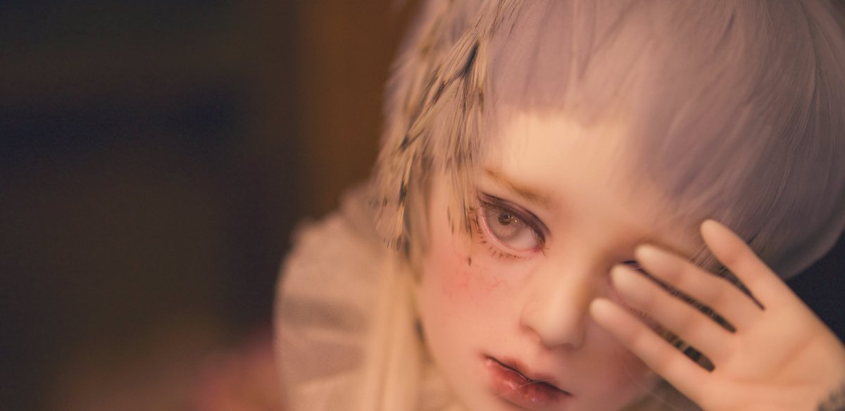 吉田良先生 <a href="/Pygmalion_Doll/">doll space PYGMALION</a> のキャストドール、魔法少女のもう1つのヘッドもメイクが終わりました。詳細はまた後日まとめて写真を撮ります🙇‍♀️ウィッグは羽根ウィッグを2タイプ作ってみました。