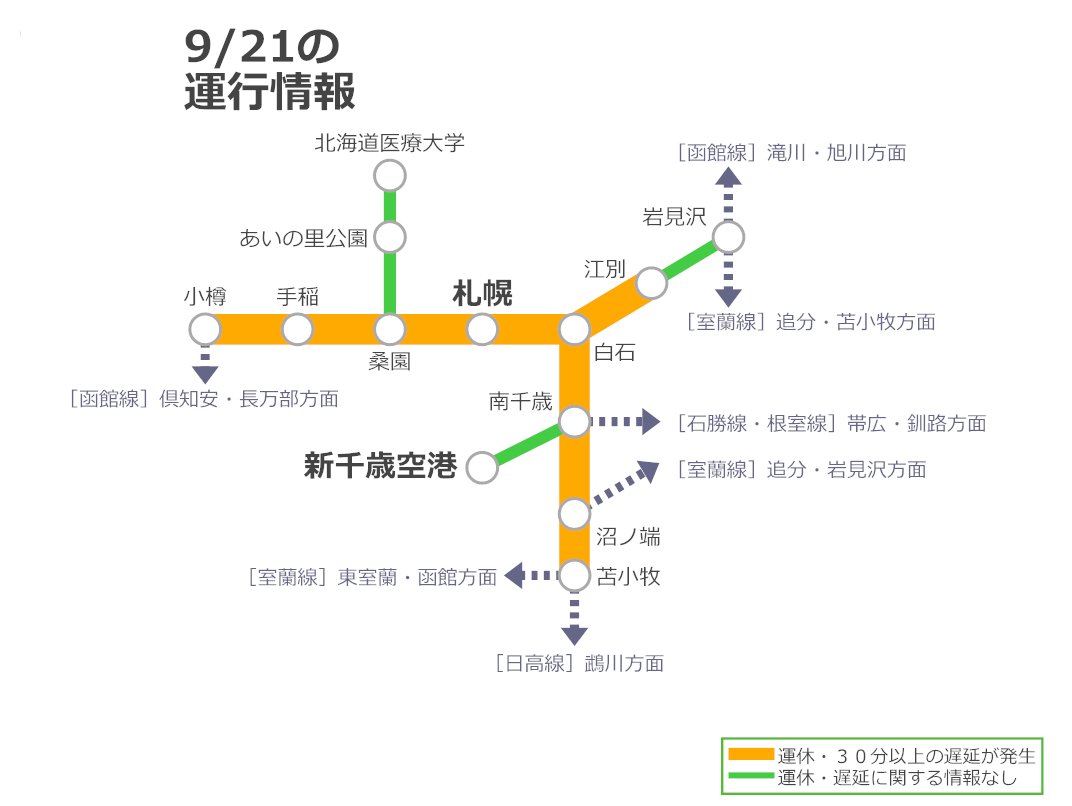 9/21 10:20 配信 発達した低気圧の影響により、9月21日の一部列車に