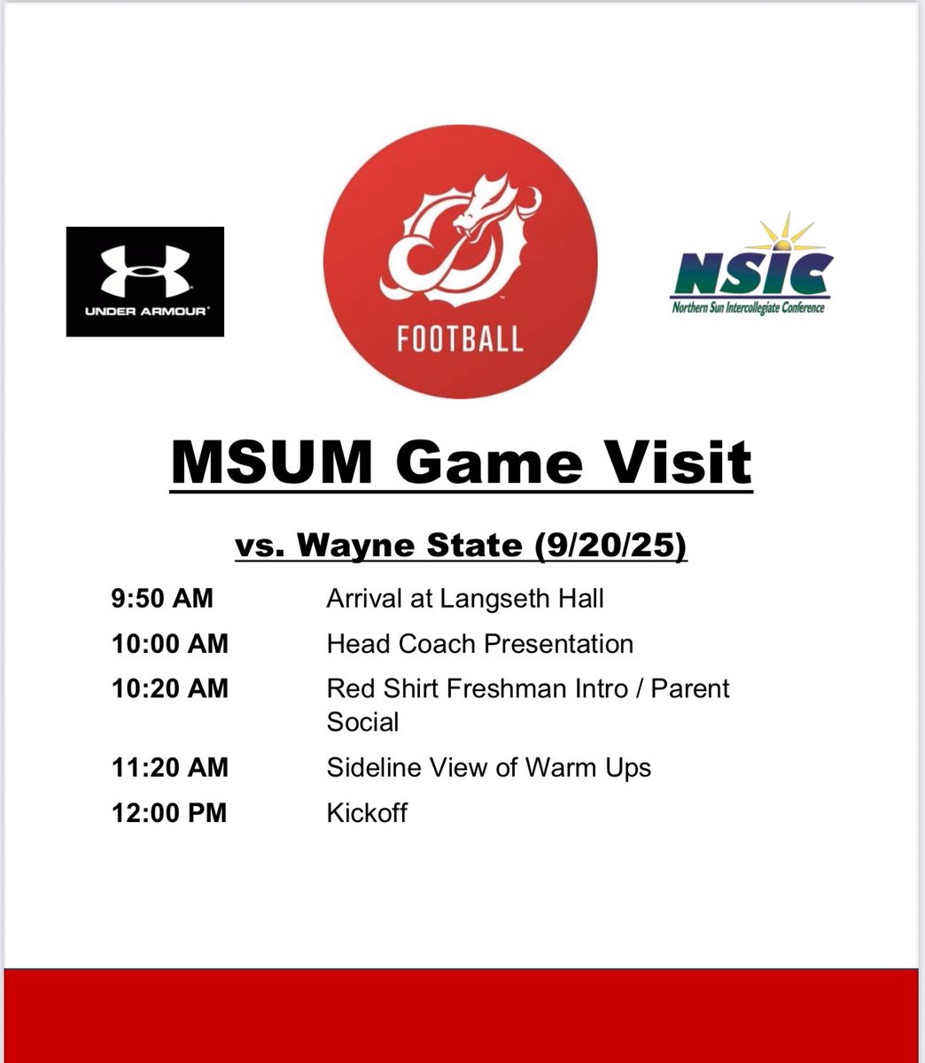 Ethan Swedberg (@ethan_swedberg6) on Twitter photo Thank you <a href="/msum_football/">MSUM Dragon Football</a> for a great gameday visit! <a href="/needhamchris_/">Chris Needham</a>
<a href="/CoachLaqua/">Steve Laqua</a> <a href="/PrepRedzoneMN/">Prep Redzone Minnesota</a> Thank you <a href="/msum_football/">MSUM Dragon Football</a> for a great gameday visit! <a href="/needhamchris_/">Chris Needham</a>
<a href="/CoachLaqua/">Steve Laqua</a> <a href="/PrepRedzoneMN/">Prep Redzone Minnesota</a>