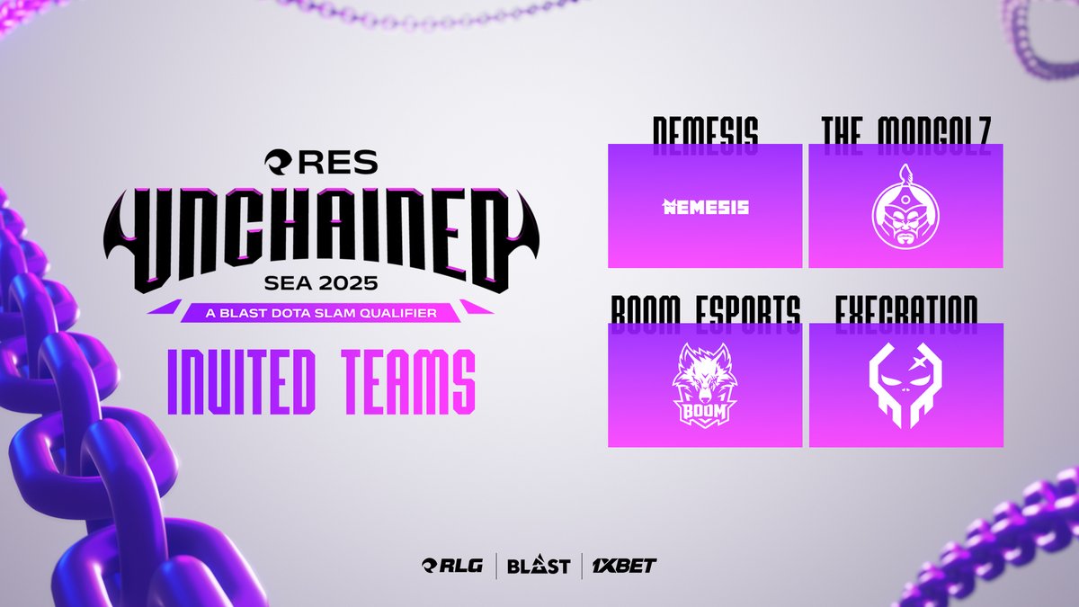 Rolling out our invites, we're in the #SEA region! 🌏

Worthy of the call are <a href="/nmss_gg/">Team Nemesis</a>, <a href="/1mongolz/">The MongolZ</a>, <a href="/boomesportsid/">BOOM Esports</a> &amp; last, but not least, <a href="/ExecrationGG/">Execration</a>! 👏

The quest for the <a href="/BLASTPremier/">BLAST Premier 💥</a> Slam IV 🏆 begins on #RESUnchained⛓️ | #GLHF 🔥

#BLASTSlam x #RLG | #DotA2 #RelogMedia