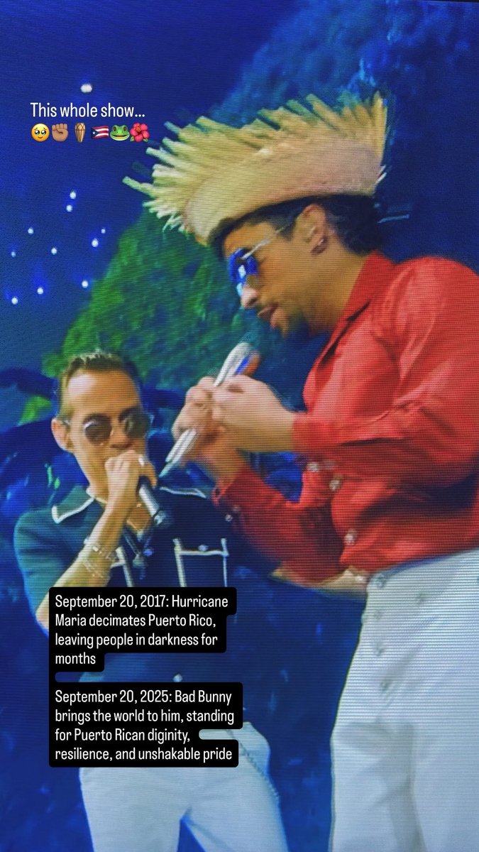 On the anniversary of Hurricane María, he brought the world to him.  Thank you, Bad Bunny. 💛

 #BadBunnyUnaMas
