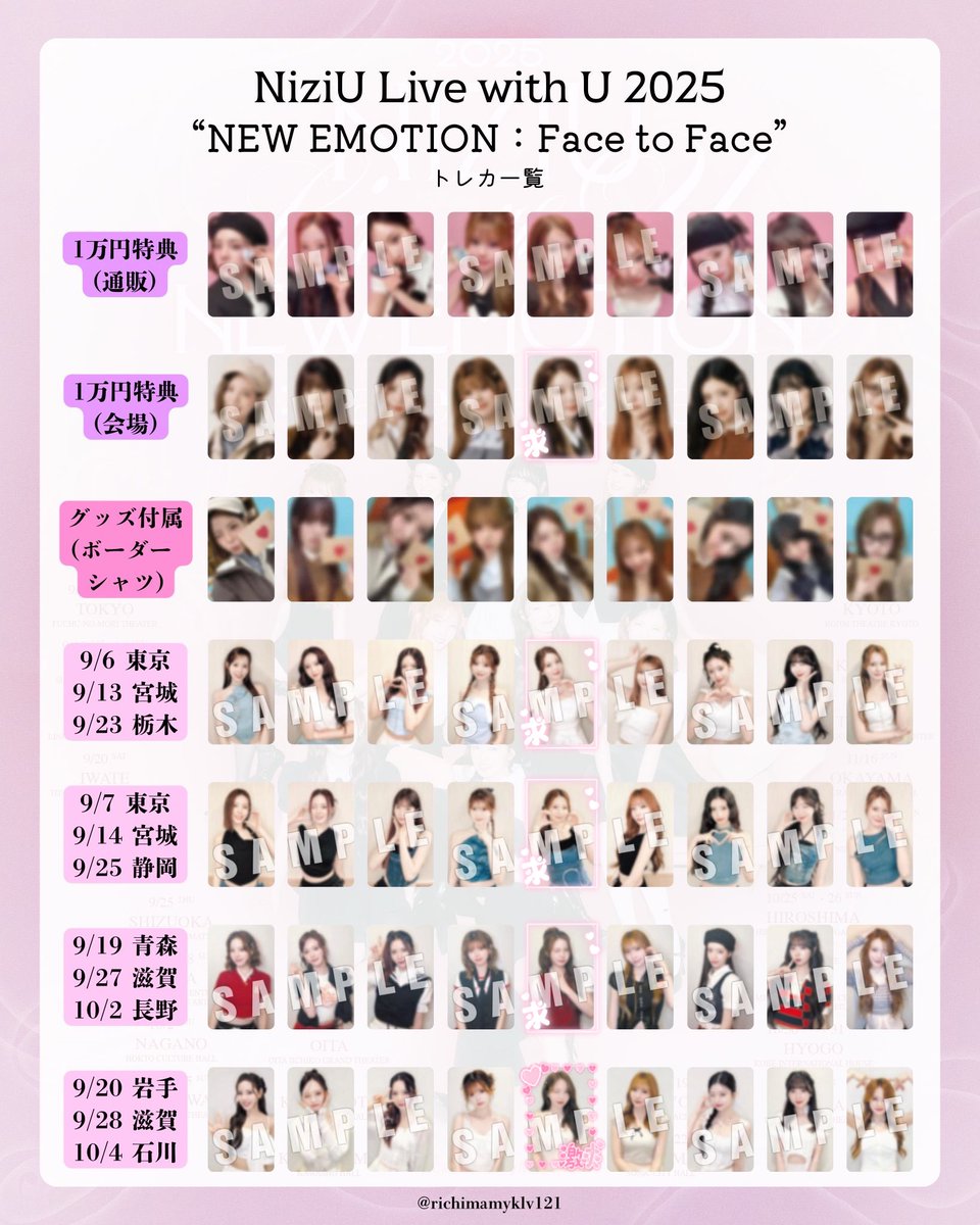 譲 New emotion WithU盤
リオ マヤ リク アヤカ マユカ リマ ミイヒ (アヤカのみ複数枚ございます。)
求 画像のホルツ 会場限定トレカor 買取
郵送での交換のみ
#NiziU交換 #NiziU_交換