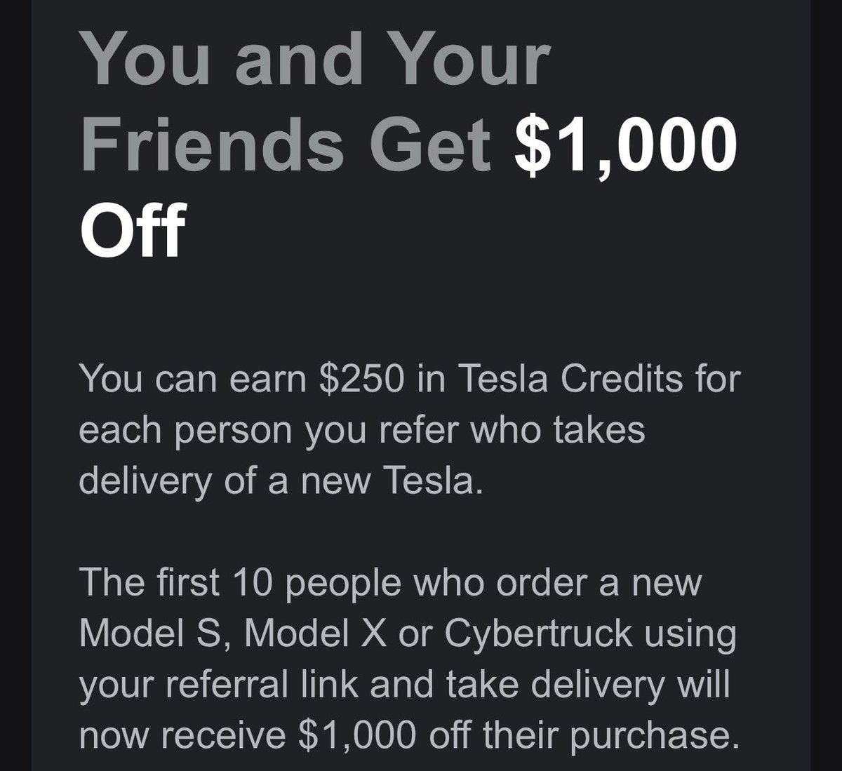 ILoveHCHO's tweet photo. #Tesla #Referral #Code if anyone needs your $1,000 off, here you are!  Also, military gets another $1,000 off if you didn't know!
 https://t.co/QquvEGSxE9 https://t.co/PXMmUTB1qS