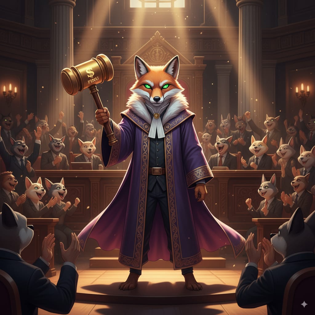 🦊⚖️ Order in the court… $FINU rules in favor of the community every time. 🚀💜