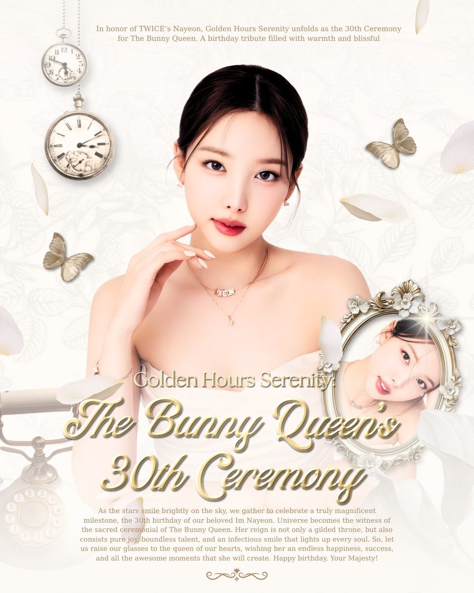 ㅤ
₍ᐢ. .ᐢ₎ 𝐆𝐨𝐥𝐝𝐞𝐧 𝐇𝐨𝐮𝐫𝐬 𝐒𝐞𝐫𝐞𝐧𝐢𝐭𝐲: 𝐓𝐡𝐞 𝟑𝟎𝐭𝐡 𝐂𝐞𝐫𝐞𝐦𝐨𝐧𝐲 𝐟𝐨𝐫 𝐓𝐡𝐞 𝐁𝐮𝐧𝐧𝐲 𝐐𝐮𝐞𝐞𝐧 celebrates the queen’s birthday with bells ringing, banners high, and loyal hearts gathered in honor of her day filled with grandeur and cheer. ♛⋅˚
ㅤ