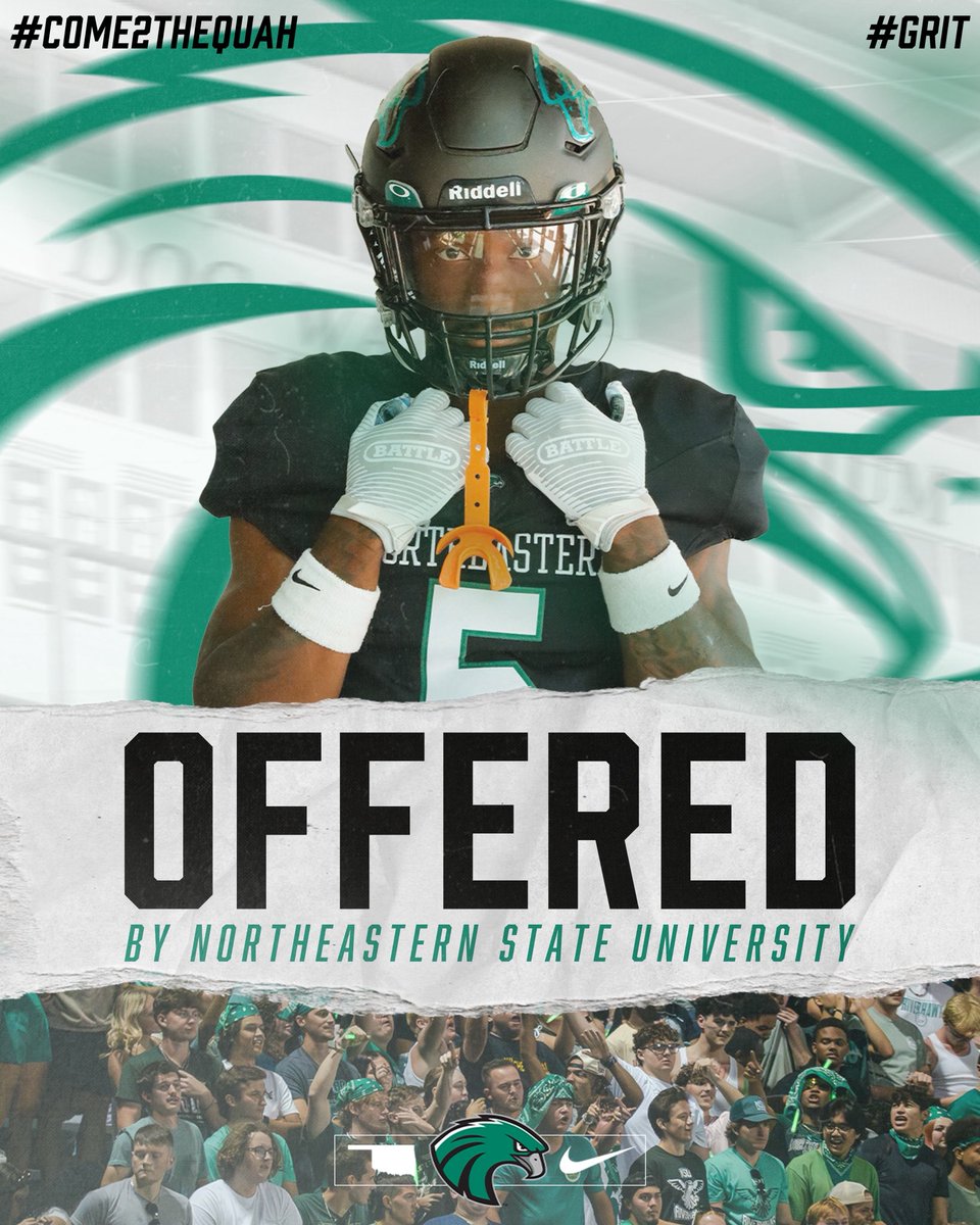 After a great visit and conversation with <a href="/Coach_Brown5/">Manaia_Brown</a> I am very blessed to receive an offer from <a href="/NSU_Football/">Northeastern State Football</a> 🦅💚🖤 <a href="/ShaunKunz2/">Shaun Kunz</a> <a href="/CoachSMartin/">Steve Martin</a>
