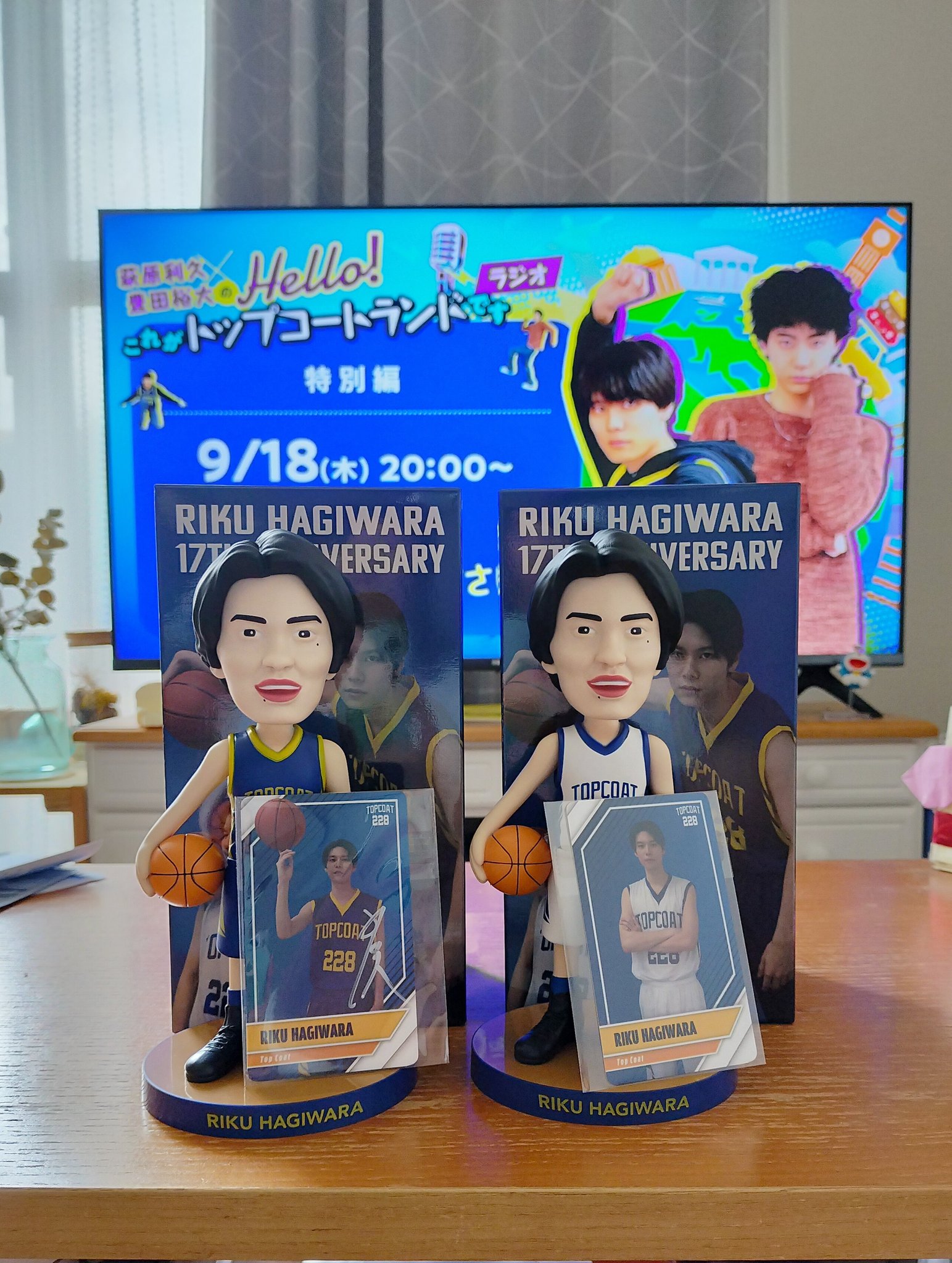 新品★ 萩原利久 ボブルヘッド　青 萩原利久 フィギア 青 TopCoat 限定 ボブルヘッド