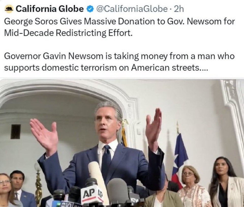 NickieVeroExpat's tweet image. Newsom is a sick narcissist communist &amp;amp; a pathetic liar who doesn’t care about the people of California! He’s a Deep State Soros puppet Payroll 

He is so full of himself that he organizes press conferences to put on a show and stir up the hatred of leftists to provoke violence.…