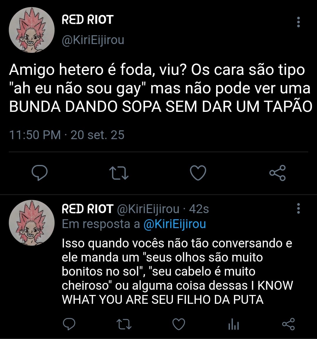 Dia 1160: "Amigo hétero é foda."

(Ideia dada por <a href="/SkydotSora/">O Tal do Sky 🤍💜🖤🩶</a>)

#eijiroukirishima #kirishimaeijirou