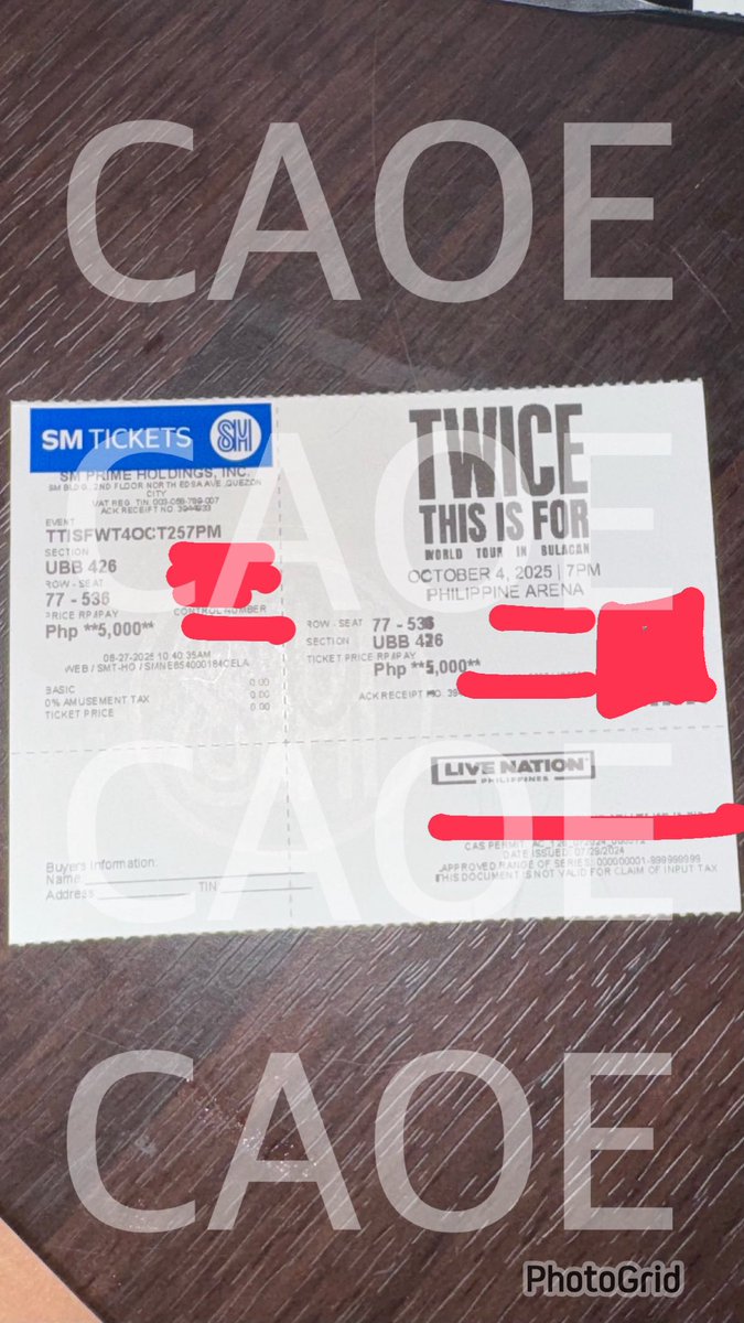 chrisdelier's tweet photo. WTS LFB TWICE THIS IS FOR CONCERT IN BULACAN PH

(2) UBB 421 ADJACENT SEATS
(1) UBB 426 R78
(1) UBB 426 R77

5,000.00 srp + 100.00 ticket fee

- Physical ticket on-hand
- Can do meetup around Metro Manila area only
- DM for more inquiries

#TWICE_THISISFOR_WORLD_TOUR_IN_BULACAN https://t.co/wXf3yG63sD