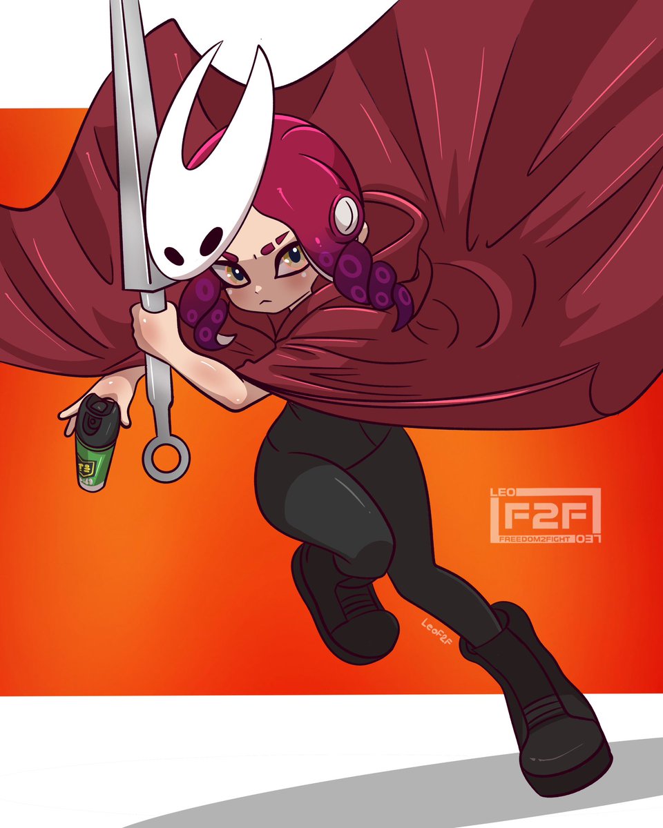 LeoF2F's tweet image. Commission for @iStarletHeaven — their OC, Riel!
#Splatoon #SplatoonArt #silksong
