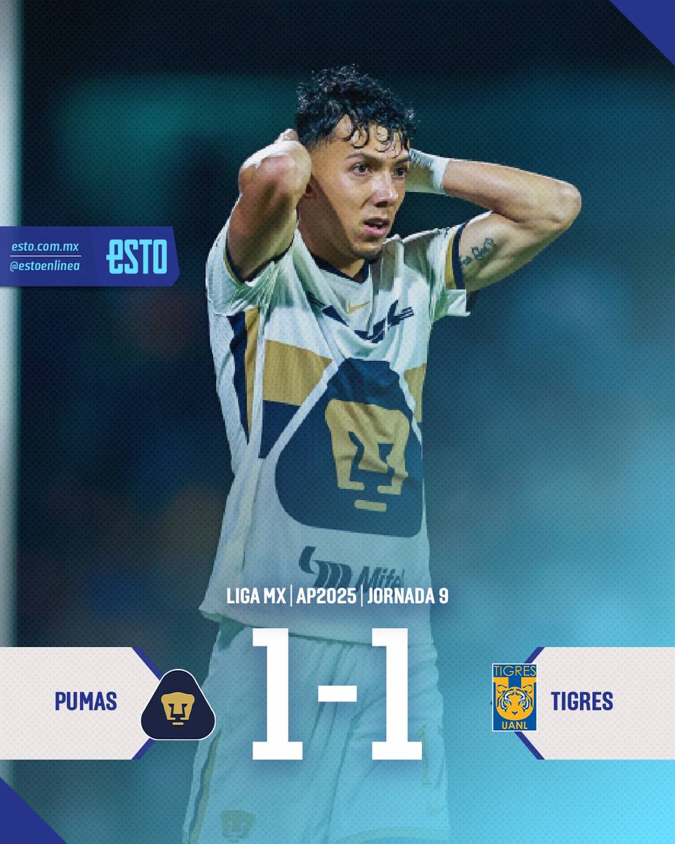 Pumas tuvo la victoria contra Tigres.

Macías entró y anotó un golazo en los últimos minutos, pero parecía cerrado todo y Caicedo regala un penal infantil 😅

Keylor atajó y el rebote le cayó a Correa que no perdonó 🫢

👉🏼 goo.su/iUWi7d