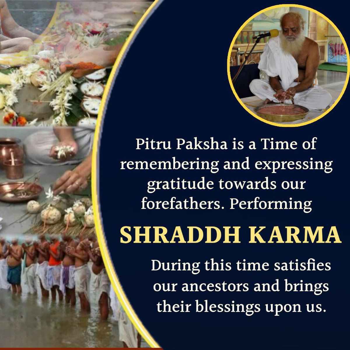 <a href="/Asharamjiashram/">Sant Shri AsharamJi Ashram</a> Sant Shri Asharamji Bapu explains that in Hinduism, there is a tradition of expressing Gratitude for Ancestors on #SarvapitriAmavasya and Mahalaya. The rituals performed on these days provide peace to the souls of ancestors &amp; ensure happiness &amp; peace in the family.
Shraddh Mahima