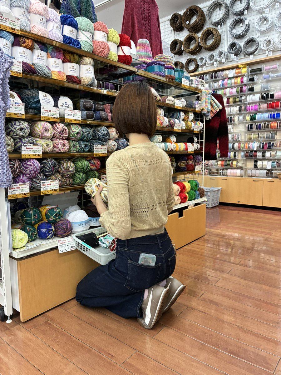 これもすべて同じ一日。 (@onajiichinichi): 毛糸を物色中の一日子さん。