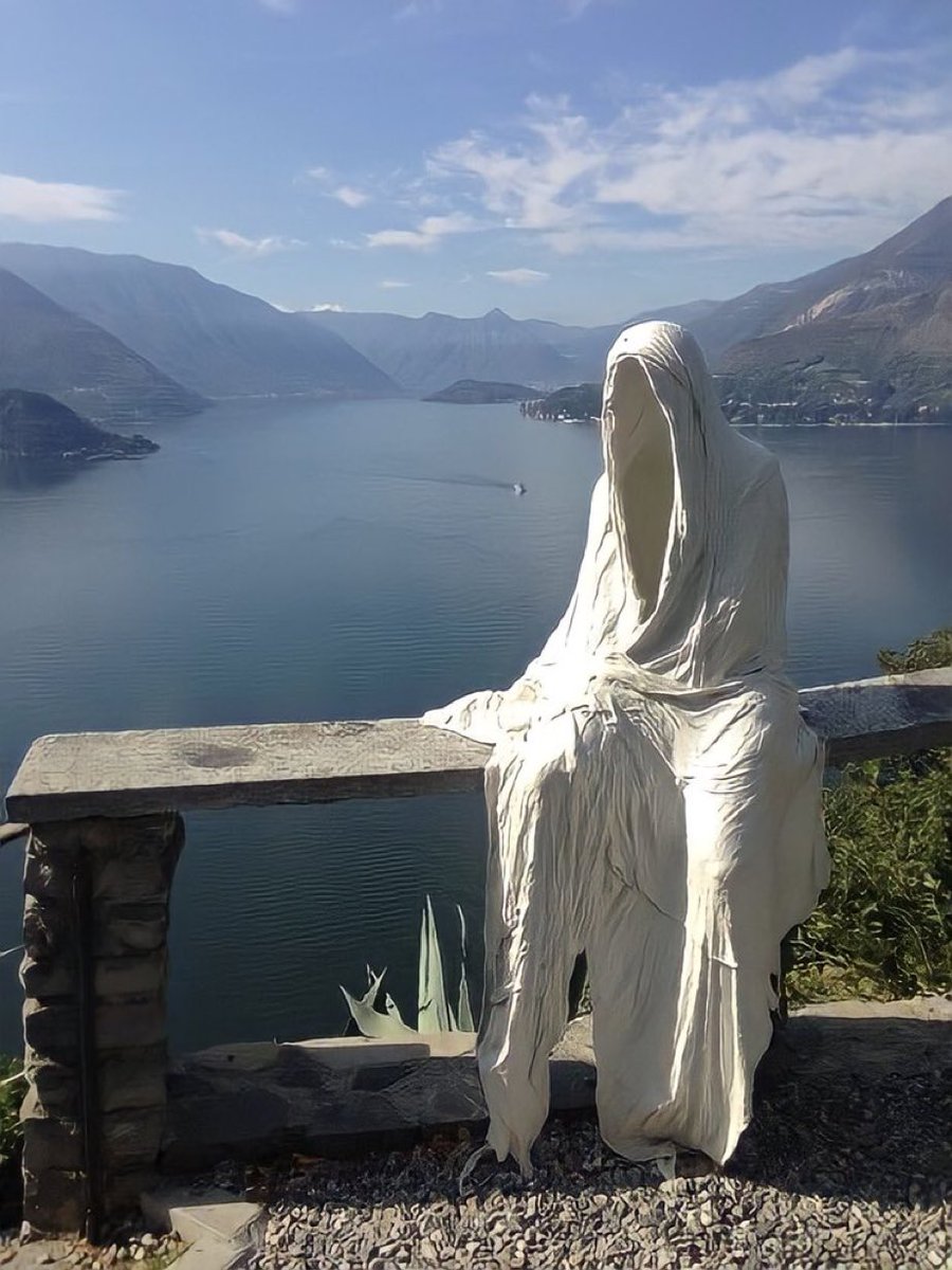 Ghost sculpture in the castle of Vezio, Italy