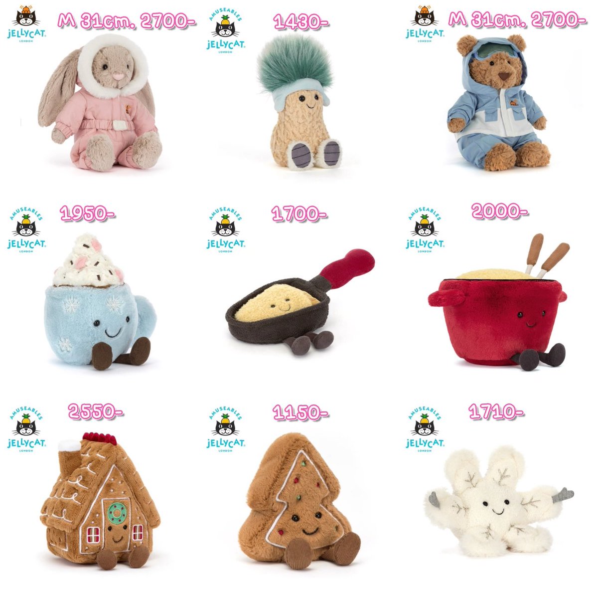 Pre—ตุ๊กตาjellycat Christmas collection 
✨ราคาตามภาพ มัดจำ60%
(สนใจตัวอื่นสอบถามราคาได้น้า บางตัวเราไม่ได้เอามาใส่ในภาพค่า)
🚚ค่าส่ง50 

🎀สนใจทักไลน์เลยค่า 
กดวันต่อวัน รอของประมาณ10-15วัน 
 #ตลาดนัดnct #ตุ๊กตาnct #แจมิน #ตุ๊กตาแจมิน #ตลาดนัดอซท #jellycat  #ตุ๊กตาjellycat