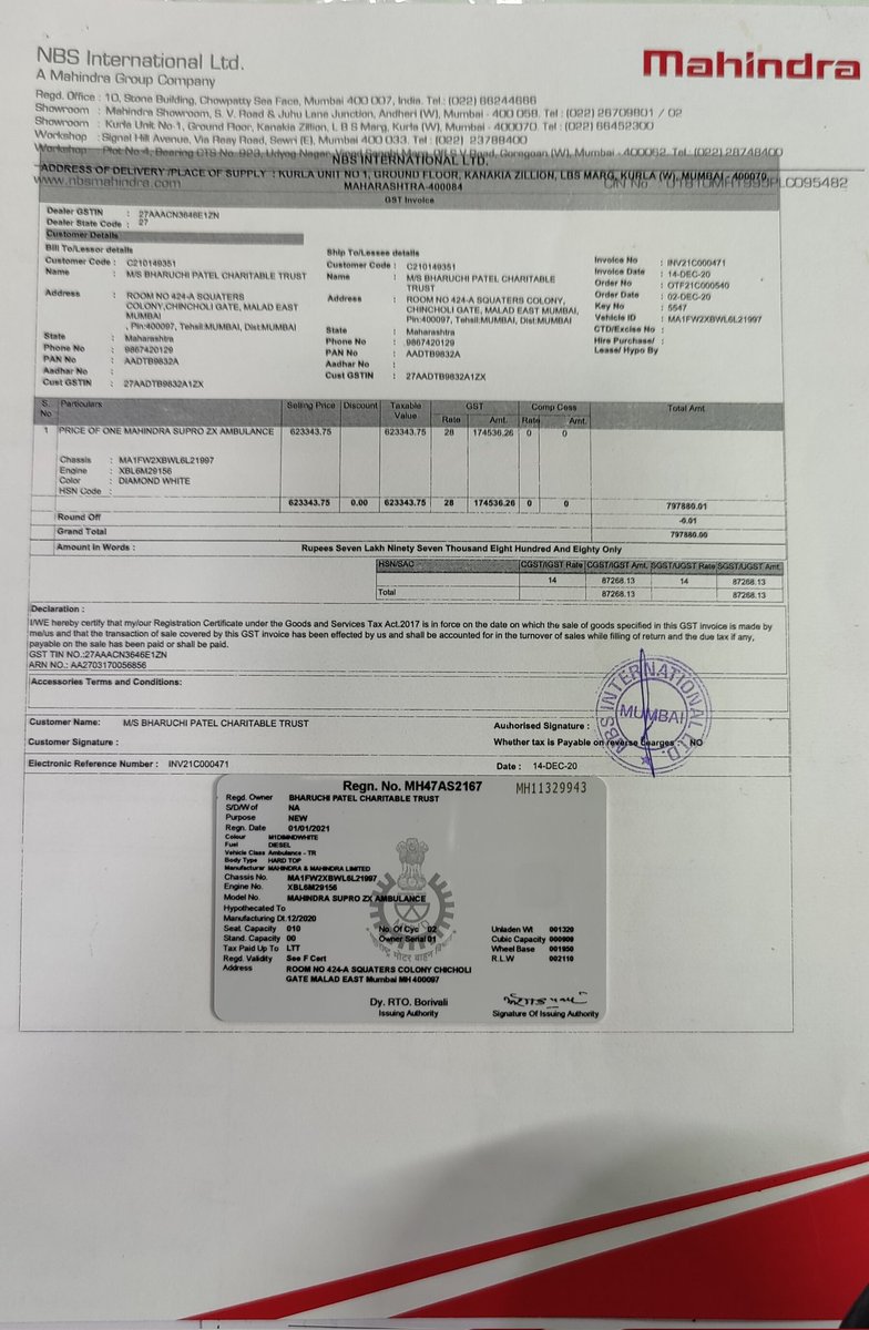 habibPatel1972's tweet photo. @anandmahindra, we purchased a Mahindra ambulance for our charitable trust with the hope of serving humanity. Sadly, since day it has manufacturing defect. This has hampered our charity work deeply. As Part of Corporate Social Responsibility request of change with new Ambulance. https://t.co/KQgnoO03AE