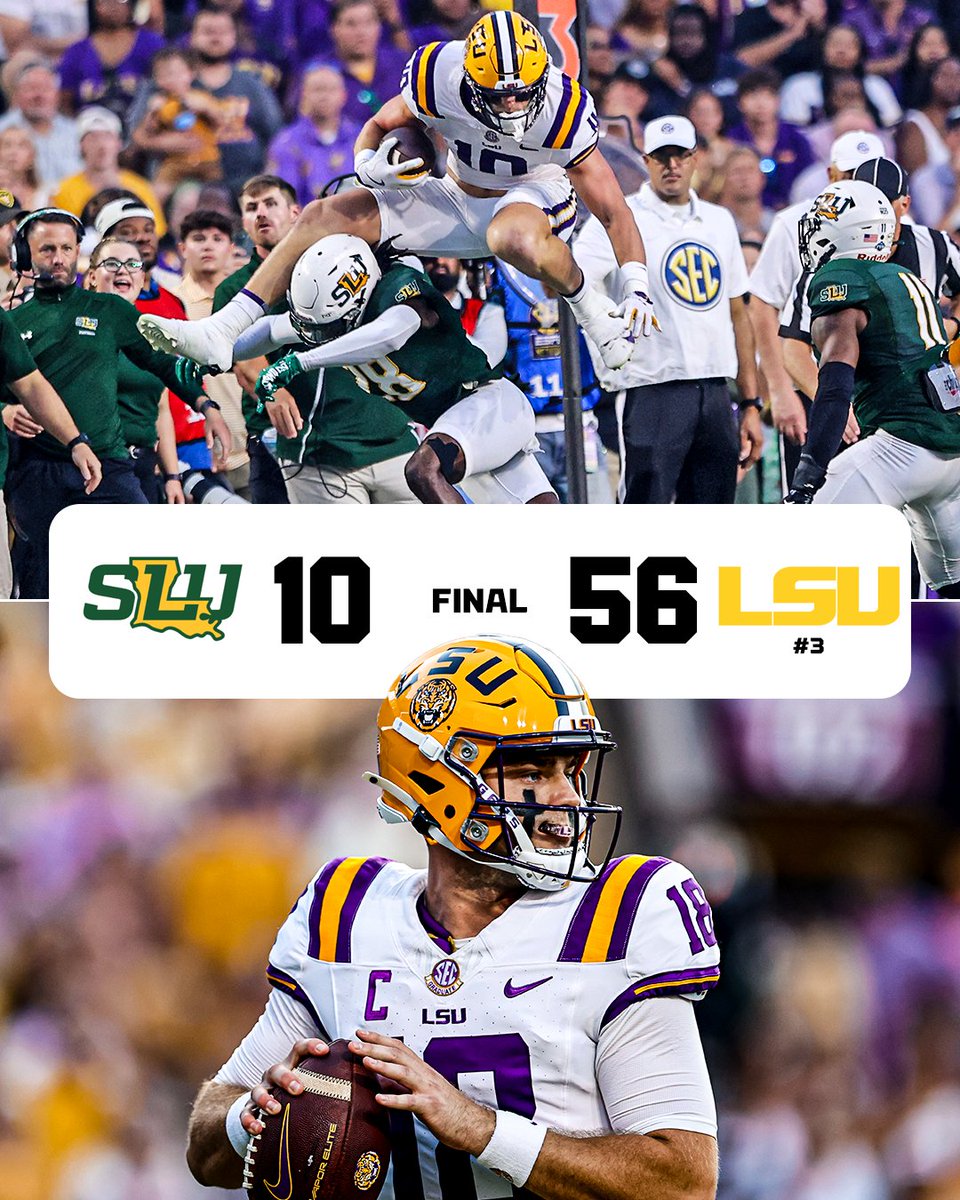 SECNetwork's tweet photo. LSU improves to 4-0 for the first time since its 2019 national championship season 🐯 https://t.co/q5kLDUn8hu