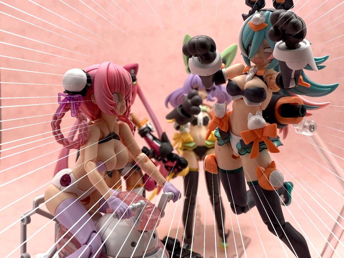 褐色マオちゃんの髪復活させると同時にシャオちゃん髪も手を付けて素体組んだのでぷにモフで遊ぶの図 