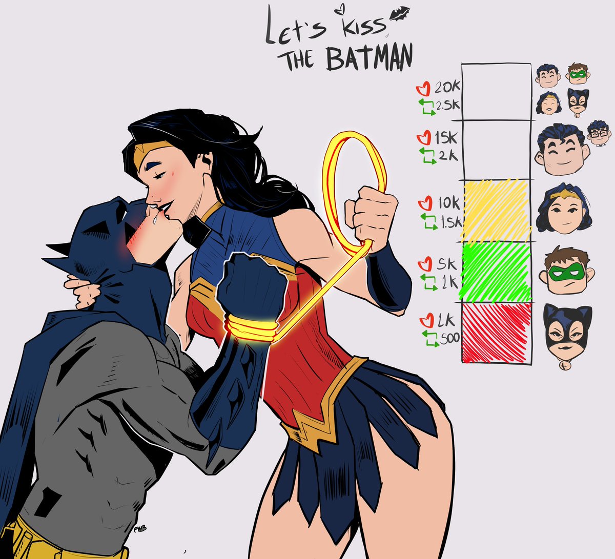 P3droHB_'s tweet image. I posted the wrong version. I like to make more than one version and I ended up posting the one without the kiss. Sorry guys. In this case, Bats couldn't escape Diana or her... bites?