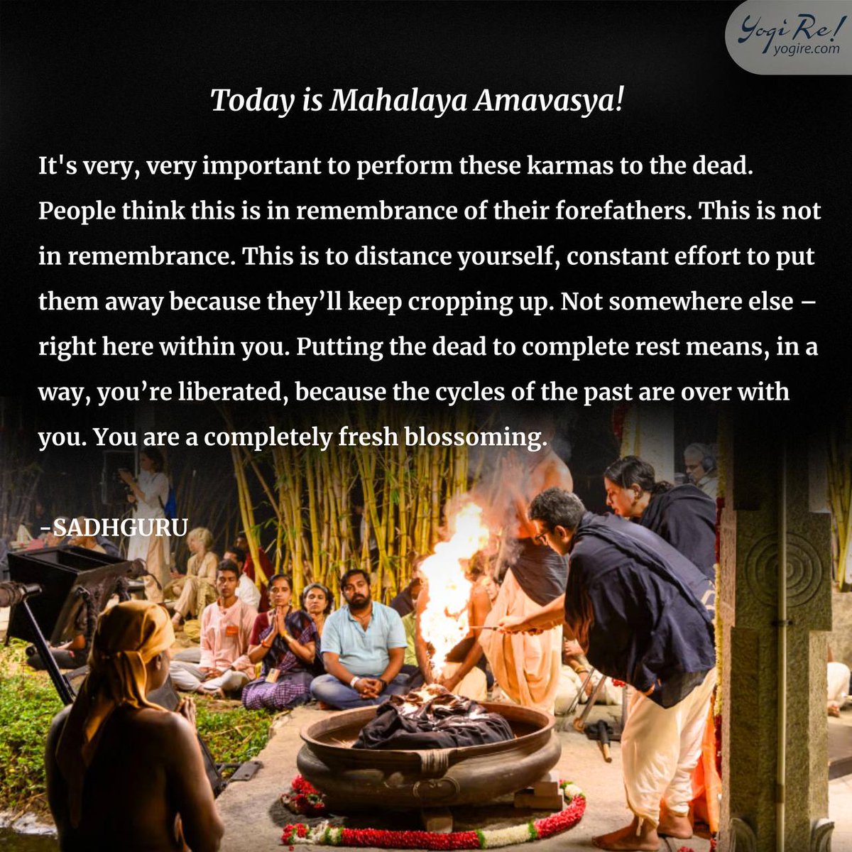 yogire_me's tweet image. Today, 21 September is Mahalaya Amavasya!

Putting the Dead to Rest

Read the full article here:
instagram.com/p/DO2UuxdEwvb/

#Sadhguru #amavasya #PitruPaksha #pitrupaksha2025 #pitrupaksh