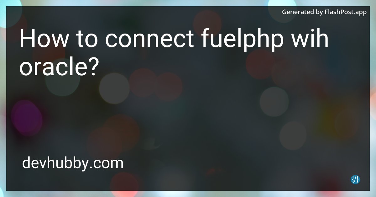 JordanKEurope's tweet image. Do they bond over memes, or is there a more technical way to connect FuelPHP with Oracle?

Source: devhubby.com/thread/how-to-…

#OracleDatabase #PHPCommunity #CodingAdvice #ProgrammingTips #oracle #wih