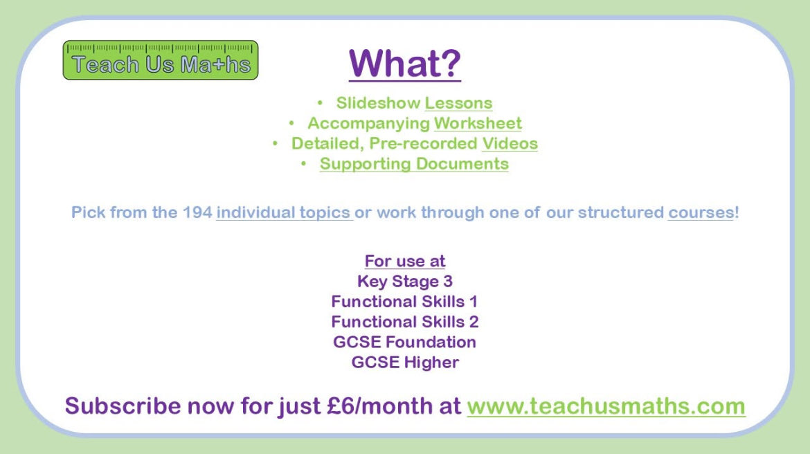 TeachUsMaths's tweet image. 💚Teachers…💚
Are you looking for affordable and complete, quality resources for your students?

💚 Subscribe today at teachusmaths.com 💚

For more information watch this short video youtu.be/3Pz8b4JmBOY

#maths #teachers #keystage3 #gcse #teachusmaths