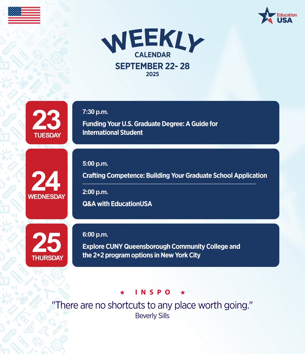 EdUSAPakistan's tweet image. Prepare for your U.S. higher education journey with EducationUSA&apos;s free workshops and resources! 

Learn more at educationusa.pk/events 

#EducationUSA #EdUSAPakistan #StudyWithUS #HigherEducation