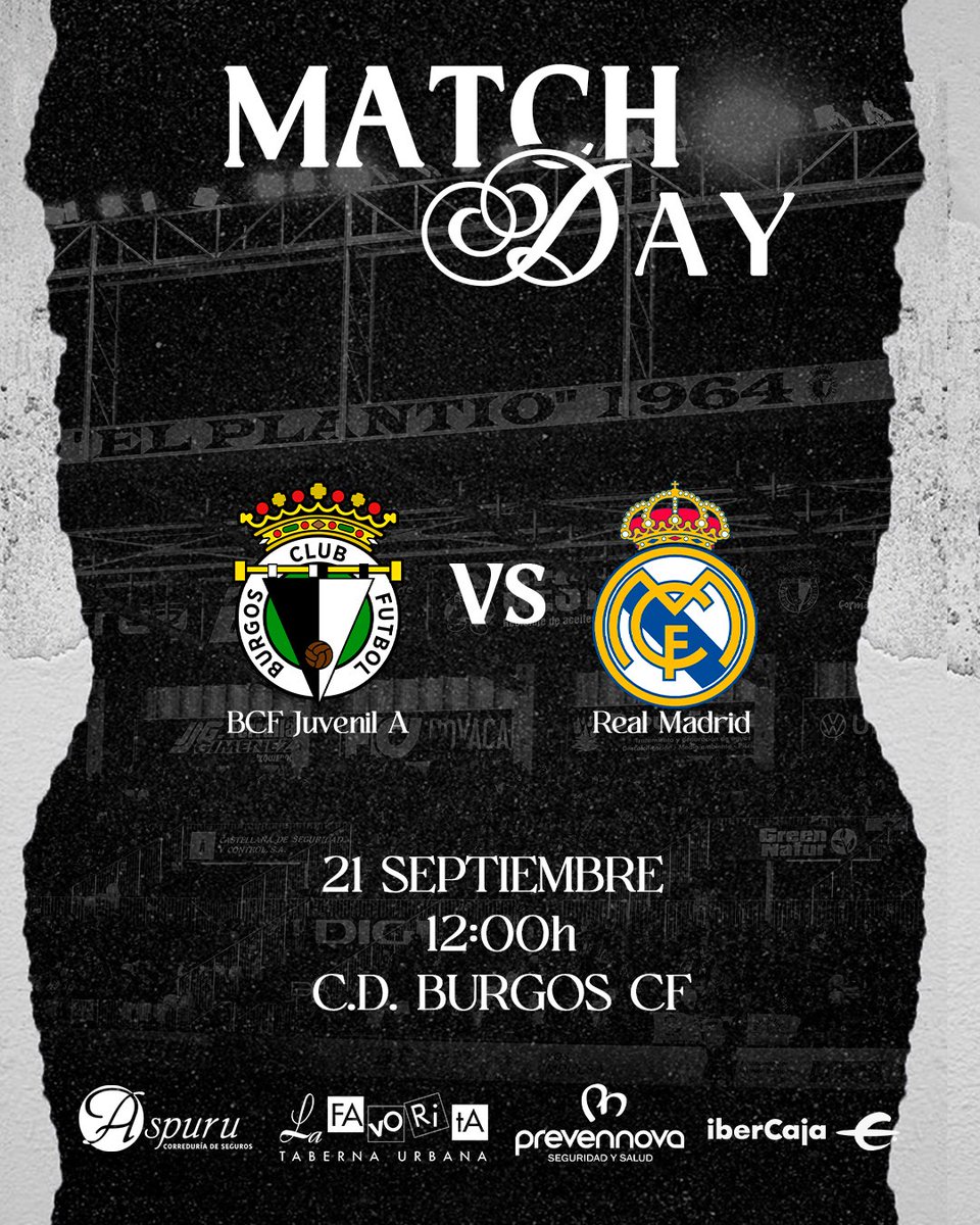 ⚔️𝐌𝐚𝐭𝐜𝐡 𝐝𝐚𝐲⚔️
🆚️ <a href="/lafabricacrm/">Cantera Real Madrid</a>
🕜 12:00
🏟 C.D. Burgos CF

#BCFJuvenilARealMadrid