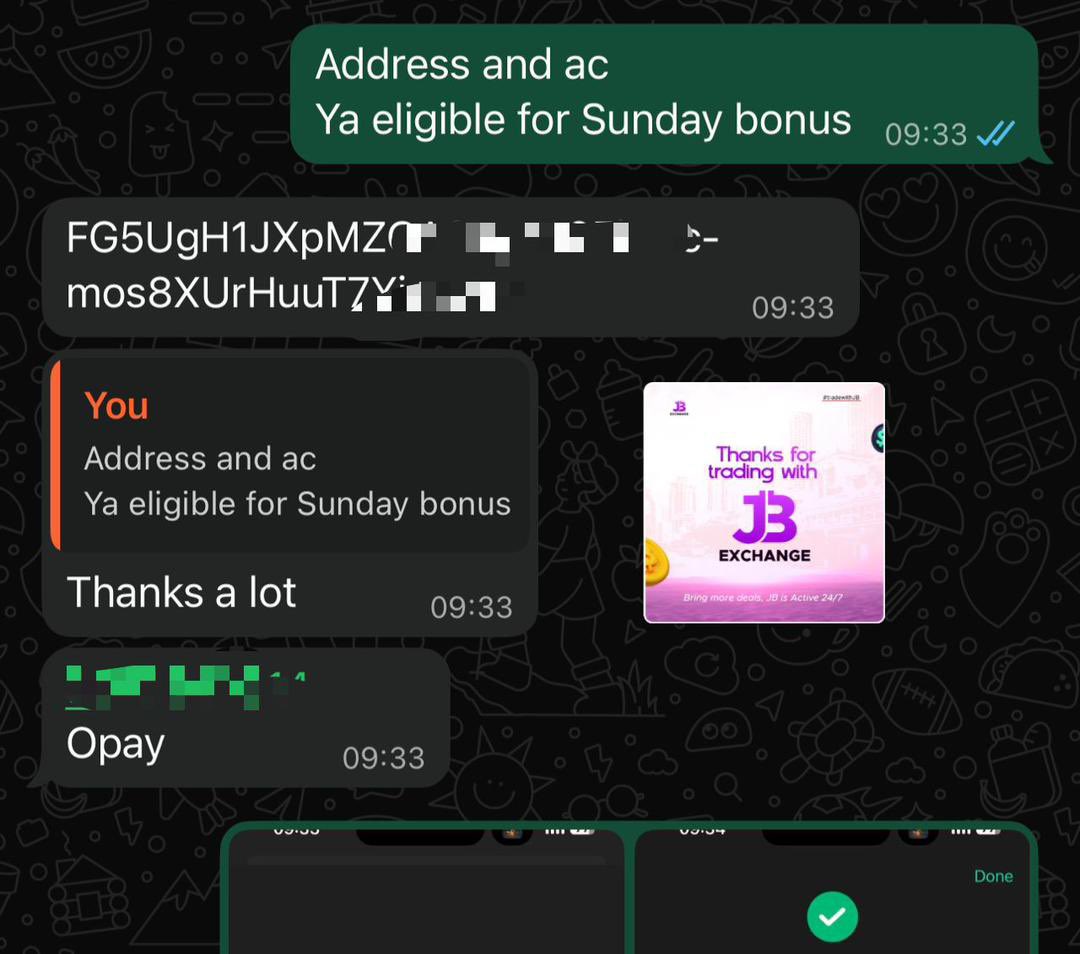 JBexchange4's tweet photo. 🟣 Trade with JB Exchange today!
Be among the first 10 customers on Sunday to trade $1+ and unlock your ₦500 bonus 🎉💰

#JBExchange #CryptoRewards #SundayBonus https://t.co/LwkwYIaPzP