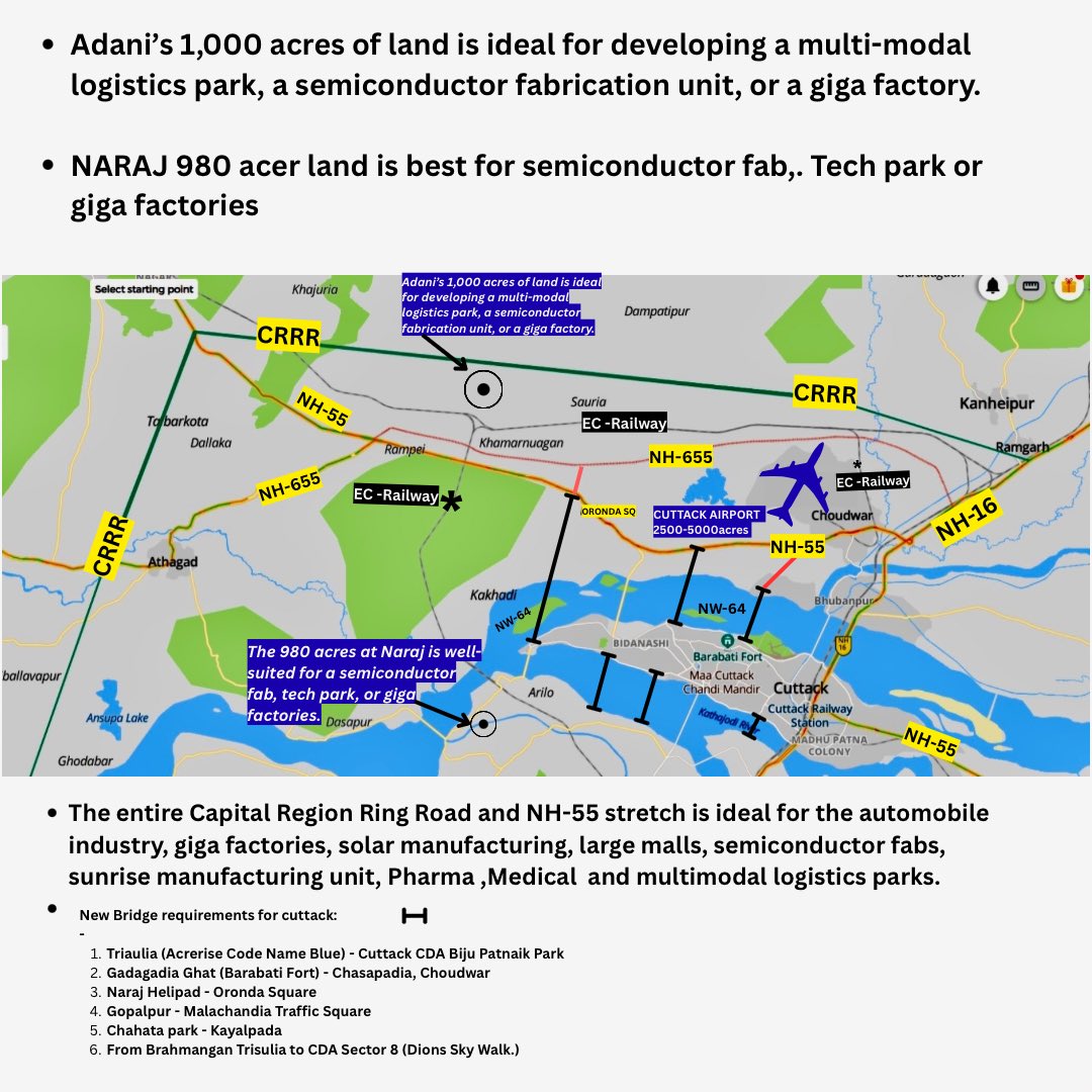 Cuttack’s Bali Yatra Ground (420 acres) and Bhuasuni Patha (450 acres) can become year-round exhibition hubs with easy multi-modal connectivity with permanent solution.
