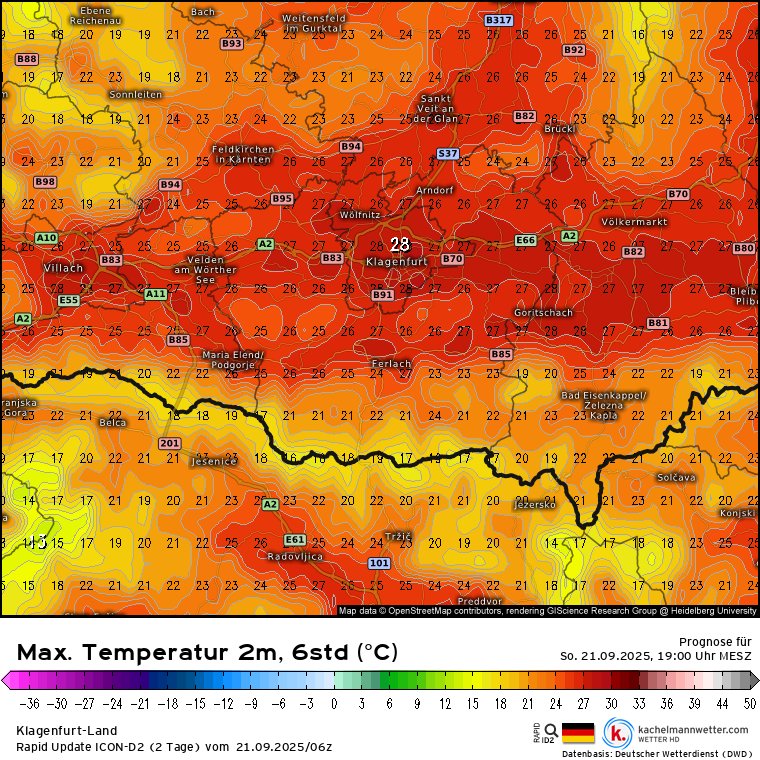 WWien10's tweet image. 👉 Kärnten liegt noch unter dem stabilen Einfluss von Hoch #Oldenburgia – Tief #Bernward über Mitteleuropa bleibt noch ohne Wirkung. Das bedeutet: #Spätsommer pur im Zentralraum! 🌻