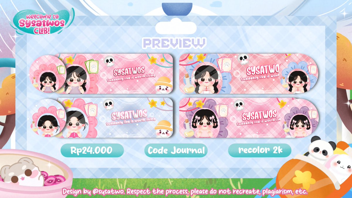 sysatwos's tweet image. 𝘺𝘰𝘶𝘳 𝘳𝘦𝘱𝘰𝘴𝘵 𝘸𝘰𝘶𝘭𝘥 𝘮𝘦𝘢𝘯 𝘵𝘩𝘦 𝘸𝘰𝘳𝘭𝘥 🤍

anyonghaseyeeee, akuu bawa stock rs lagi! aku open untuk byreq dan commis chibi jugaaa loh! untuk commis chibi ada spesyel price khusus style B&amp;amp;C. waktu terbatas, yuk jajaan! order ke wa yaa

#zonauang