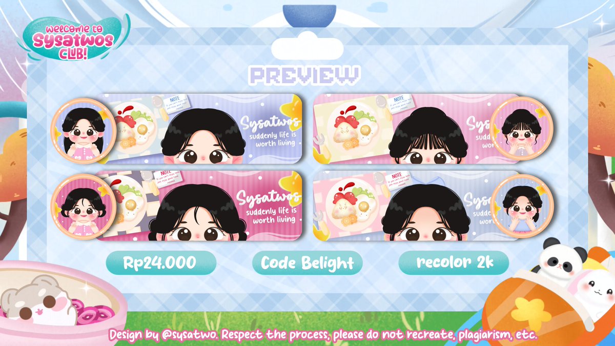 sysatwos's tweet image. 𝘺𝘰𝘶𝘳 𝘳𝘦𝘱𝘰𝘴𝘵 𝘸𝘰𝘶𝘭𝘥 𝘮𝘦𝘢𝘯 𝘵𝘩𝘦 𝘸𝘰𝘳𝘭𝘥 🤍

anyonghaseyeeee, akuu bawa stock rs lagi! aku open untuk byreq dan commis chibi jugaaa loh! untuk commis chibi ada spesyel price khusus style B&amp;amp;C. waktu terbatas, yuk jajaan! order ke wa yaa

#zonauang