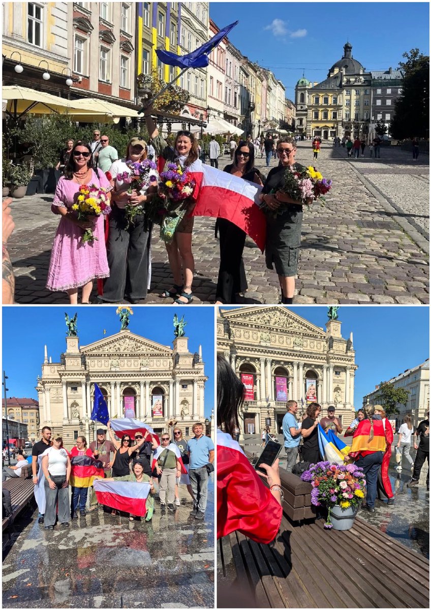Katerina Horbunova (@blue_eyedketi) on Twitter photo "Together for a free Europe and a free world." Under this slogan, a rally in support of Ukraine and the Ukrainian military took place in Lviv yesterday. Polish volunteers Ola, Gosia, Olga, Ania, and Karolina, as well as English volunteer Gosia and German volunteer Agnes, joined "Together for a free Europe and a free world." Under this slogan, a rally in support of Ukraine and the Ukrainian military took place in Lviv yesterday. Polish volunteers Ola, Gosia, Olga, Ania, and Karolina, as well as English volunteer Gosia and German volunteer Agnes, joined