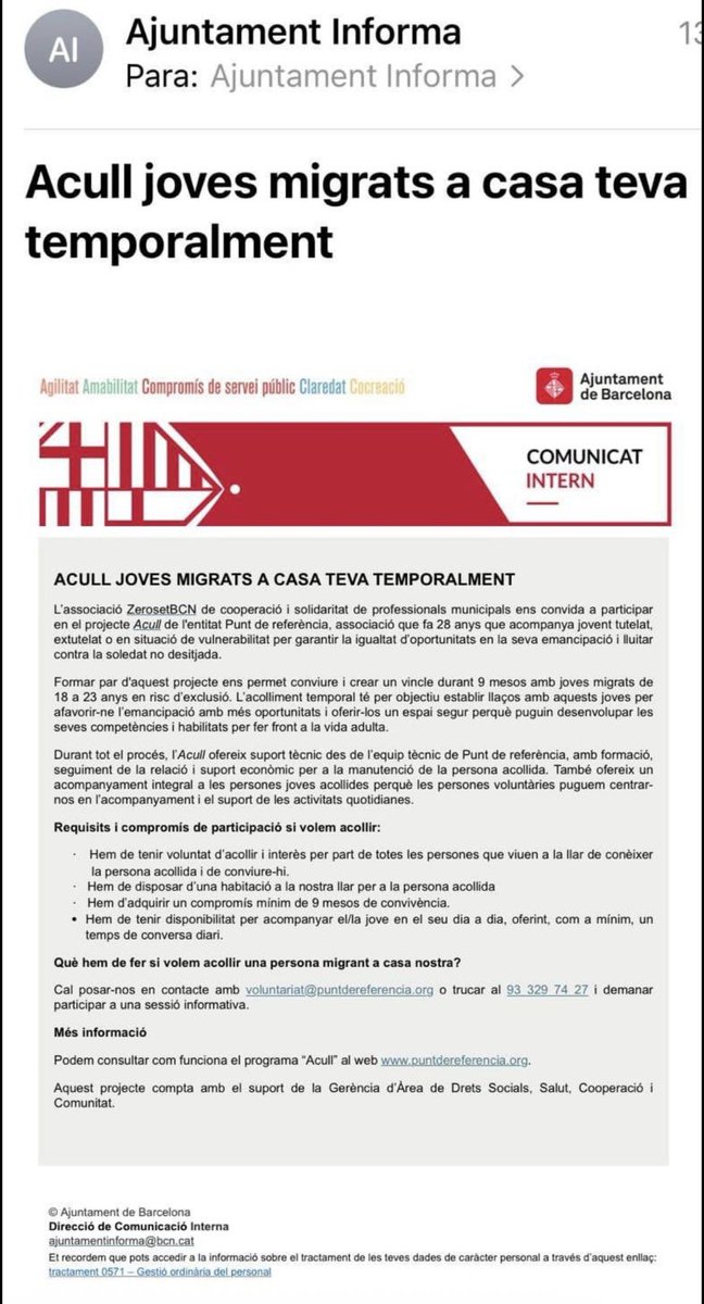 No es ninguna broma. 

El Ayuntamiento de Barcelona está animando a los catalanes a acoger inmigrantes en sus casas. 

No verás a ninguno en casa de Collboni.