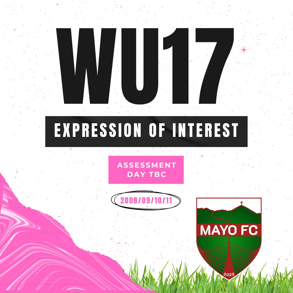 mayofc_official's tweet photo. Mayo FC is excited to announce we are now accepting expressions of interest for players born in 2008/2009/2010/2011 for our WU17s for next season. 

Please fill out the expression using the link below no later then Friday 3rd of October.

https://t.co/m4PQhHMCJb https://t.co/44cOnZ9e5Z