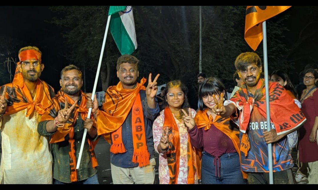 Patna raised the flag, Punjab carried it forward, DU gave it thunder and today HCU joins the victory train. ABVP is scripting history.
Another Historical Moment witnessed.
Congratulations 🎉
<a href="/abvpjnu/">ABVP JNU</a>
<a href="/abvpjnu/">ABVP JNU</a>
<a href="/abvphcu/">ABVP HCU</a>
#ABVP