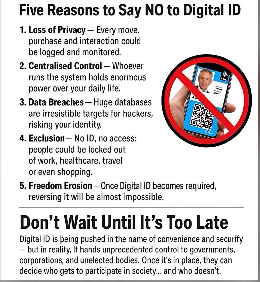 MalHay's tweet photo. CA$H is the single most powerful protection against ever more State Control &amp; Surveillance. It is generally untraceable &amp; untrackable, as are the transactions we do with it. Digital ID is the 1st move in the drive for CONTROL to allow the next to be Central Bank Digital Currency https://t.co/OvBpcccJRF